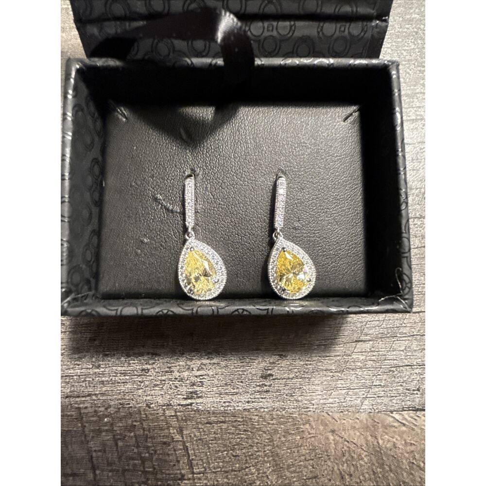 Lafonn Canary Yellow Pear Drop Earrings NWOT